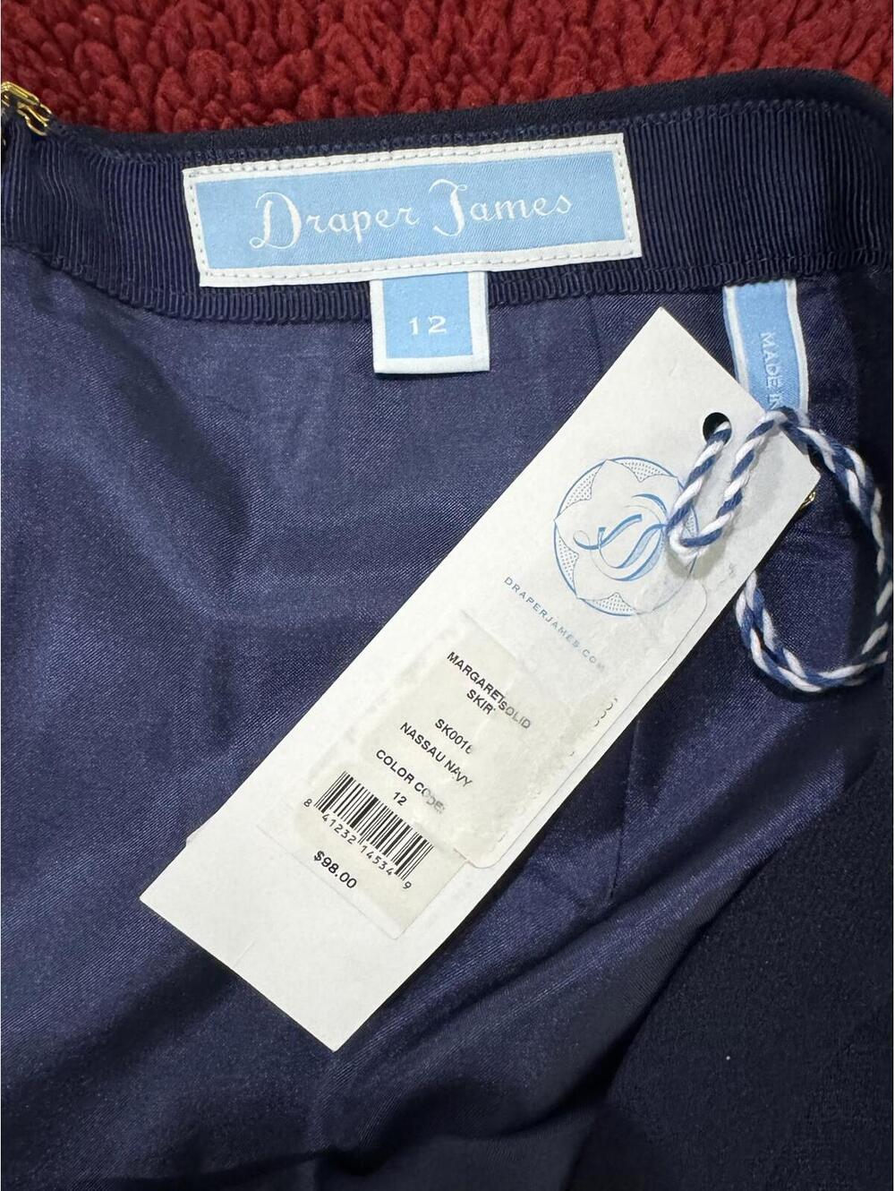 NWT Draper James Margaret Navy Scallop Hem Mini Skirt Size 12 Preppy Chic - Picture 7 of 9